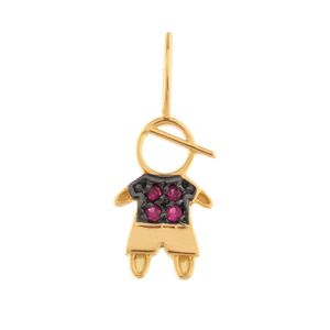 Pingente Menino Rubi Sintético Ouro 18k 750