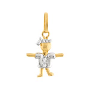 Pingente Menina 2 Diamantes 0,005ct Ouro 18k 750