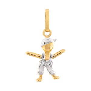 Pingente Menino 2 Diamantes 0,005ct Ouro 18k 750
