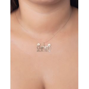 Pingente Família Fosco e Liso Ouro 18k 750