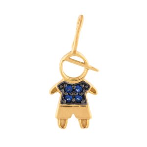 Pingente Ouro 18k 750 Menino com Safiras Sintéticas