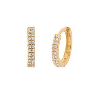 Brinco Argola Ouro 18k 750 e Zircônias
