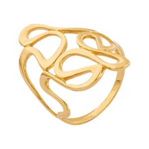 Anel Sinuoso Liso Ouro 18k 750