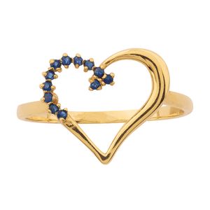 Anel Coração com Safiras Ouro 18k 750