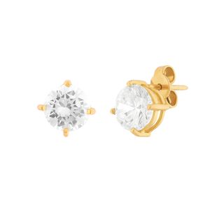 Brinco Ponto de Luz Zircônia 7mm Ouro 18k 750