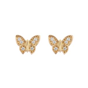 Brinco Borboleta com Zircônias Ouro 18k 750
