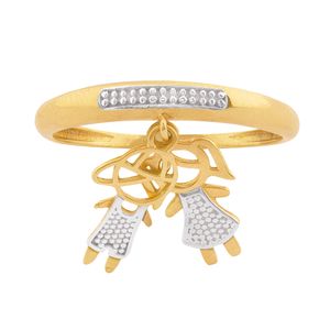 Anel Menina e Menino Bicolor Ouro 18k 750