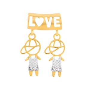 Pingente Canga Love 2 Meninos Bicolor Ouro 18k 750