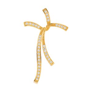 Pingente Cruz Laço Zircônias Ouro 18k 750