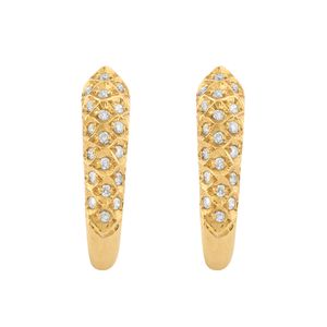 Brinco Banana de Zircônias Ouro 18k 750