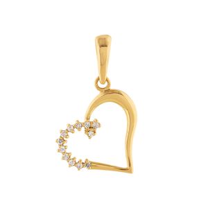Pingente Coração Vazado com Diamantes Ouro 18k 750