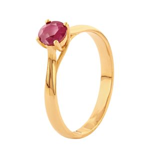 Anel Solitário Rubi Sintético Ouro 18k 750