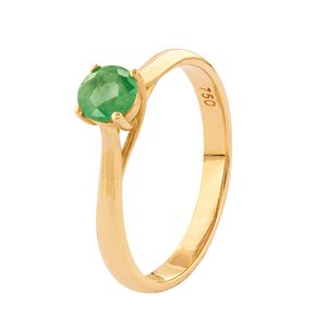 Anel Solitário Com Esmeralda Ouro 18k 750