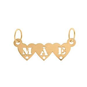 Pingente Canga Mãe 3 Corações Ouro 18k 750