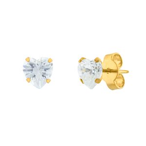 Brinco Coração de Zircônia 6mm Ouro 18k 750