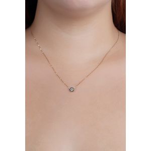 Gargantilha Flor Safiras e Diamantes Ouro 18k 750
