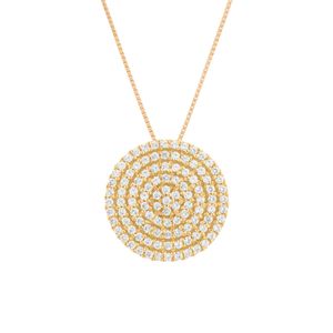 Gargantilha Chuveiro Redondo com Zircônias Ouro 18k 750