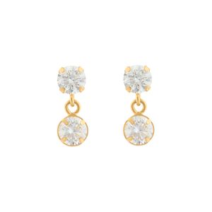 Brinco Infantil Cálice Duplo Zircônia Ouro 18k 750