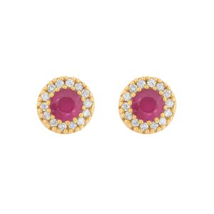 Brinco Chuveiro com Rubis e Diamantes  Ouro 18k 750