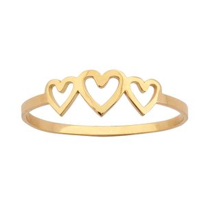 Anel Três Corações Ouro 18k 750