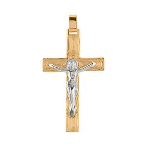 Pingente Crucifixo Bicolor Ouro 18k 750