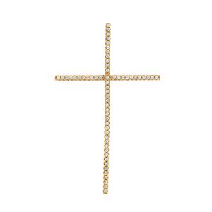 Pingente Cruz Palito de Zircônias Ouro 18k 750