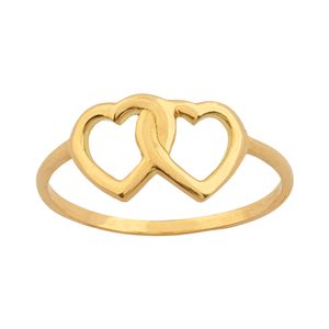 Anel Dois Corações Ouro 18k 750
