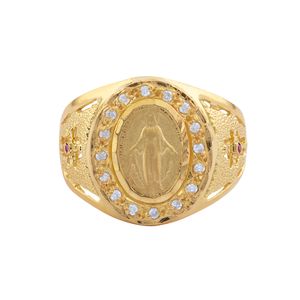 Anel Nossa Senhora das Graças Diamantes Ouro 18k 750