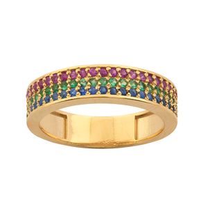 Anel Pavê Quadrado Ouro 18k 750