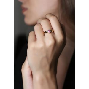 Anel Chuveiro Rubi e 14 Diamantes Ouro 18k 750