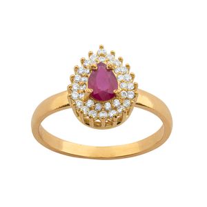 Anel Gota Rubi com Diamantes Ouro 18k 750