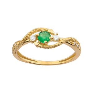 Anel de Esmeralda com Diamantes Ouro 18k 750