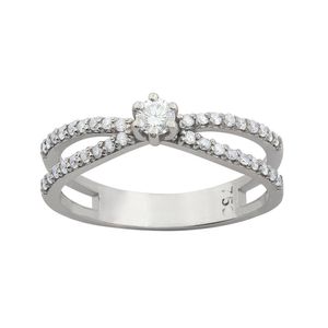 Anel Solitário com Diamantes Ouro Branco 18k 750