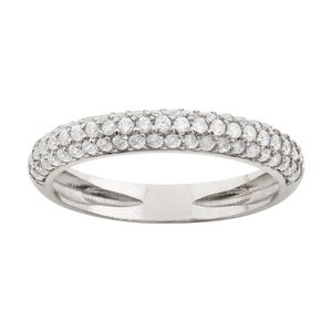 Anel Aparador Zircônias Ouro Branco 18k 750