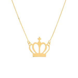 Gargantilha Coroa Vazada Ouro 18k 750