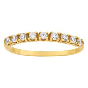 Meia Aliança de Zircônias Ouro 18k 750