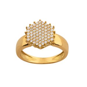 Anel Chuveiro Hexagonal Zircônias Ouro 18k 750