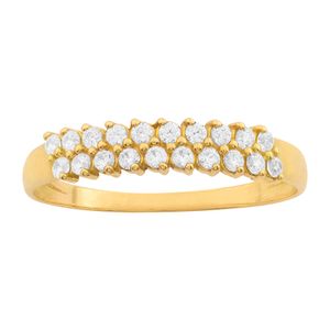 Meia Aliança Zircônias Ouro 18k 750