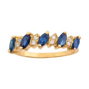Meia Aliança Diamantes e Safiras Ouro 18k 750