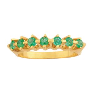 Meia Aliança com Esmeraldas Ouro 18k 750