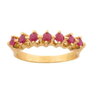 Meia Aliança com Rubis Ouro 18k 750