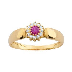Anel Formatura Rubi com Diamantes Ouro 18k 750