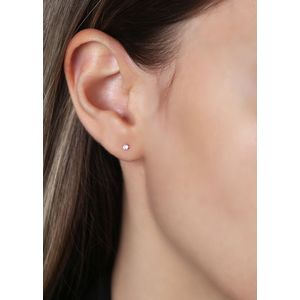 Brinco Infantil Zircônia Rosa 2,5mm Ouro 18k 750