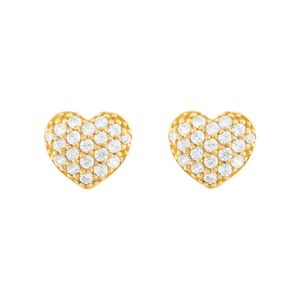 Brinco Coração de Zircônias Ouro 18k 750