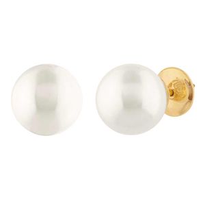 Brinco Pérola 12mm Ouro 18k 750