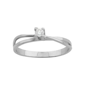 Anel Solitário Transpassado com Diamante 0,10ct Ouro Branco 18k 750