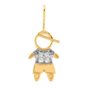 Pingente Menino Bicolor com Zircônias Ouro 18k 750