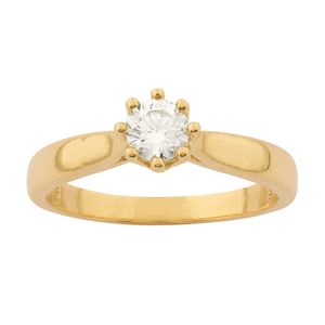 Anel Solitário com Zircônia 4,5mm Oito Garras Ouro 18k 750