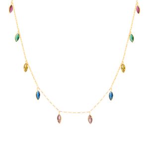 Gargantilha Choker Gotas Coloridas Zircônias Ouro 18k 750