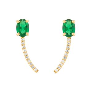 Brinco Esmeraldas Sintéticas e Zircônias Ouro 18k 750